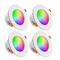 Recessed Lighting Smart Ceiling Light Downlight 9W 800LM Color Changing LED Downlight RGB & Daylight Dimmable by Bluetooth Control,16 Million Colors,DIY Scenes,Timer,Music Sync ETL&FCC (4, 12W/4IN)