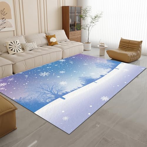 Tapis imprimé flocon de neige antidérapant et lavable en machine