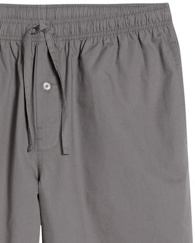 Amazon Essentials Herren Pyjama-Hose aus Baumwollpopeline in gerader Passform mit elastischem Bund und Kordelzug, Grau, L