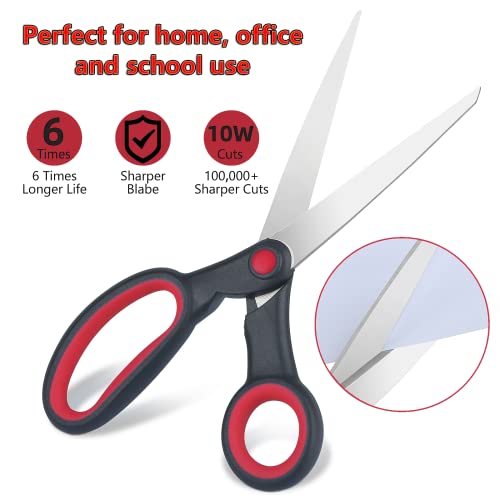 Eleckey Left Handed Scissors For Adults Kids Student All Purpose, 8" Lefty Stainless Steel Scissors For Office Home School Sewing Fabric Craft Supplies, Red/Black (1 Pack) #TOP5