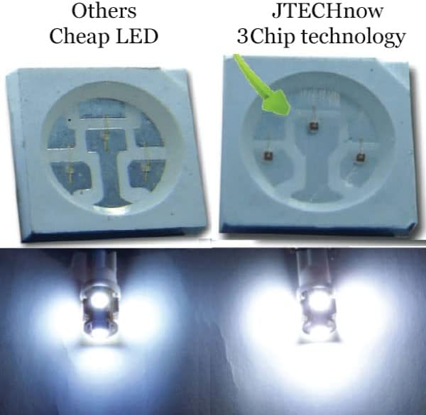 Miniatura 7 de Jtech 10 bombillas LED blancas para coche BA9S 5 5050-SMD 1895 T4W 1445 6253