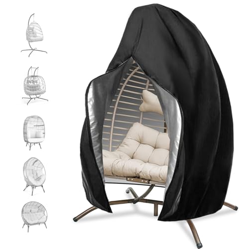 NICESOUL® Outdoor Patio Chair Cover for Swinging Egg Chair/Pod Chair/Stationary Egg Chair - Large Size for Oversized Double Egg Chair Waterproof All Weather Protection 51.1