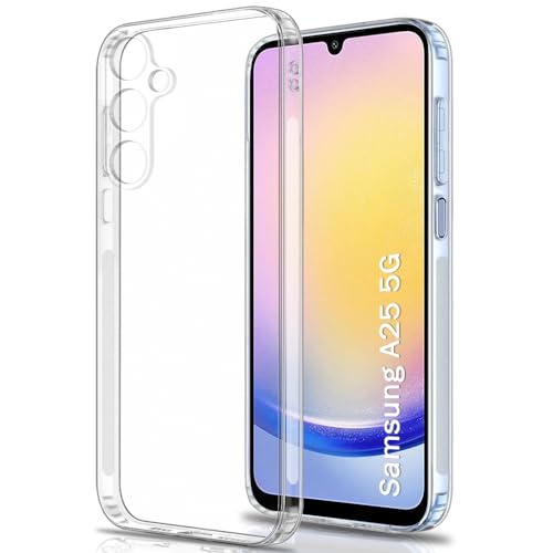 Image of TheGiftKart Back Cover Soft Case for Samsung Galaxy A25 5G | Best Camera Protection | Inbuilt Dust Plugs & Anti-Slip Grip | Ultra Clear Slim Back Cover Case for Samsung A25 5G (Silicone, Transparent)