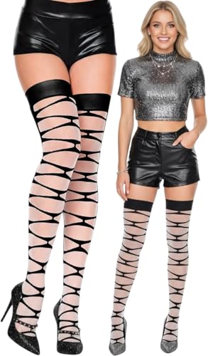 Image of ToBeInStyle Women's Sheer Banded Thigh High Socking w /Opaque Band