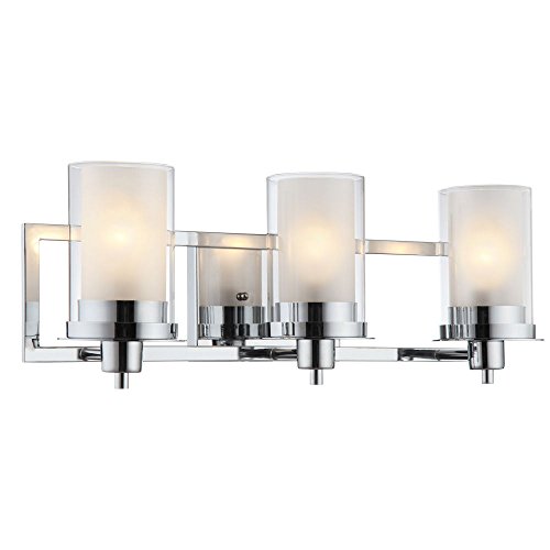 Designers Impressions Juno Polished Chrome 3 Light Wall Sconce/Bathroom Fixture with Clear and Frosted Glass: 73471