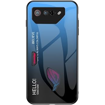 Gradient Case for Asus ROG Phone 7 Slim and Thin Shockproof Mobile Phone Case Back with TPU Edges Mobile Phone Case for Asus ROG Phone 7 Blue