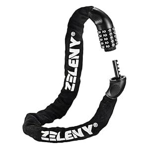 ZELENY Cadenas Velo Antivol 5 Chiffres Code, 7mm Chaine Antivol Velo robuste haute sécurité, 90cm, adaptée aux Antivol Trotinette Electrique/Moto/Scooter