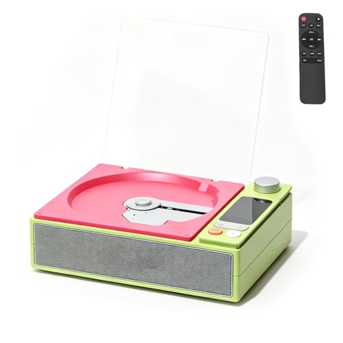 Lecteur CD portable avec écran LED et batterie rechargeable pour voyage coloris rose verdâtre