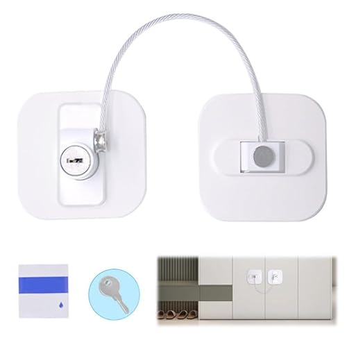 冷蔵庫ロック 冷蔵庫 鍵 ワイヤーロック チャイルドロック 粘着式ロック いたずら防止 徘徊防止 認知症対策 冷蔵庫 引き出用 補助鍵 鍵付き 穴あけ不要