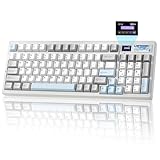 YUNZII IF99 96%レイアウト ワイヤレス ゲーミングキーボード メカニカル bluetooth/2.4G/有線 LCDスクリーン QMK/VIAプログラマブル ガスケット搭載 ホットスワップ RGB Mac/Win対応 技適認証取得 (ホワイト, ココアクリームV2スイッチ)