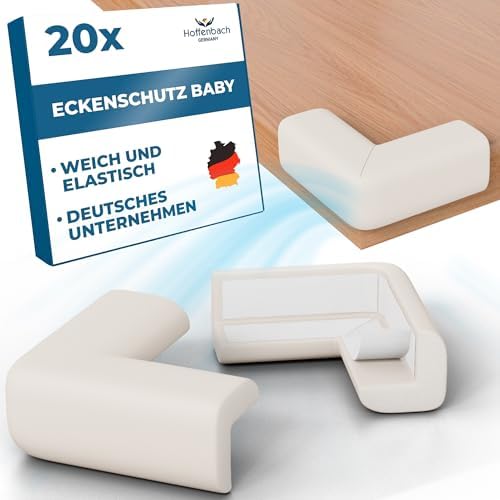 Hoffenbach 20x Eckenschutz Kantenschutz Baby – Selbstklebender Tischkantenschutz – Stoßschutz für Babys & Kinder – Weicher Gummi Eckschutz für Tisch, Möbel & Ecken – Corner Protect