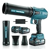 880W Akku Laubbläser, 52.000 U/Min Bürstenloser Motor mit 2 x 4000 mAh Akkus,80m/s Windgeschwindigkeit & 1200G Schub,3 DüSen,Schneebläser & Laubbläser 2-in-1 zum Entfernen von Laub, Staub & Schnee