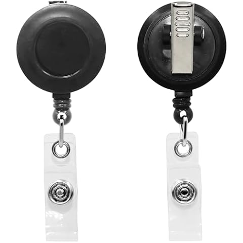 Badge Holder/ID Holder - Retractable Badge Reel with Clip and Key Ring (2 Pack) Cover