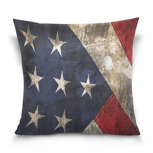 Use7 Housse de Coussin décorative carrée Taie d'oreiller Vintage Dirty USA Drapeau Américain Canapé Lit Taie d'oreiller Housse de Coussin Double Face, Tissu, Multicolore, 40 x 40cm/16 x 16 inches Cover