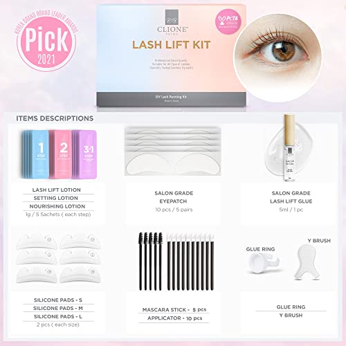 Clione Prime CP-8RDV Korean Lash Lift Kit - Brow Lamination Kit Lifting De Pestañas Kit Professional Eyelash Perm Kit Eyelash Lift Kit Lash Perm Eyebrow Lamination Laminado De Cejas Kit Profesional thumb #3