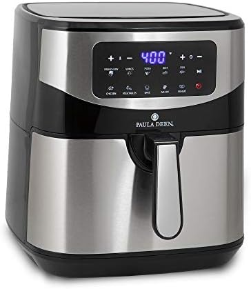 Paula Deen Stainless Steel 10 QT Digital Air Fryer (1700 Watts), LED Display, 10 Preset Cooking Functions, Ceramic Non-Stick Coating, Auto Shut-Off, 50 Recipes (Stainless Steel)