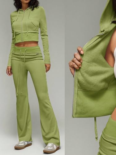 Chic Green Women’s Casual Coat: Trendy Lined Hoodie for Effortless Style (Large) - Image 5