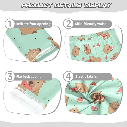 Wusikd Cute Capybara Girls' Leggings Toddler Doodles Watermelon Kids Yoga Pants Dance Active Tights 4T3