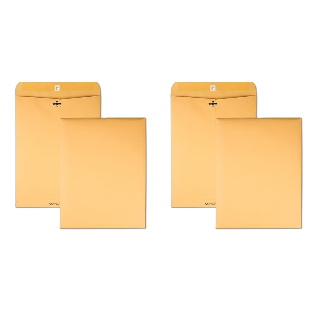 Quality Park10" x 13" Clasp Envelopes, Brown Kraft, Gummed Flap, 100/Box (QUA37797) (Pack of 2)