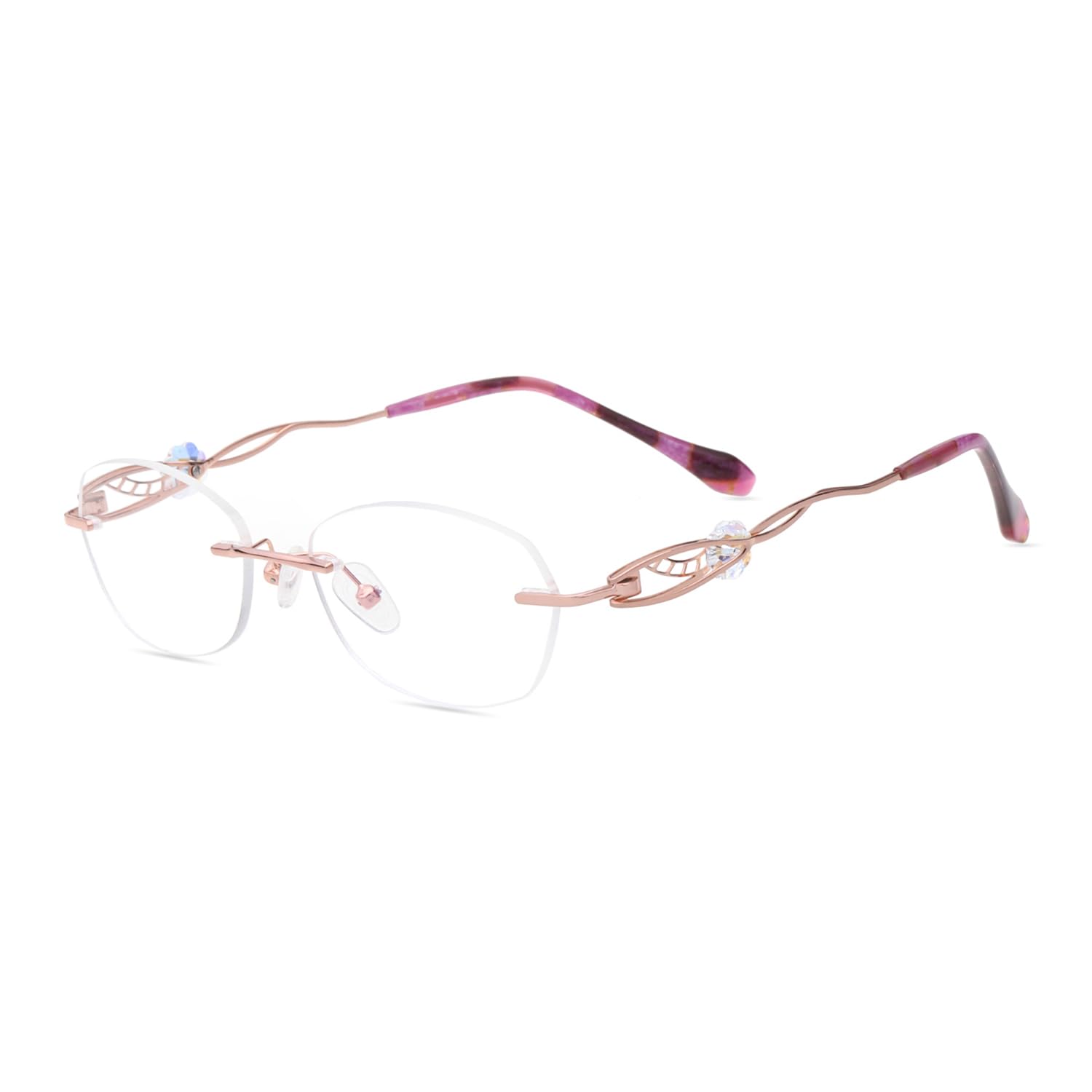 HELES - Gafas de lectura de lujo de titanio 100 % puro para mujer, antirreflejos, policarbonato, bloqueo de luz azul, lector de visión única