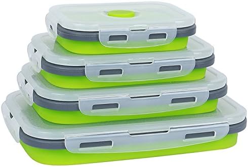 Food Containers, 4 Pack Collapsible Food Storage Containers,Silicone Storage Containers Collapsible Lunch Box, Cereal Containers