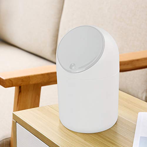 Callyne Plastic kleine prullenbak van 2 l, prullenbak voor op het bureau met grijs deksel - Image 8