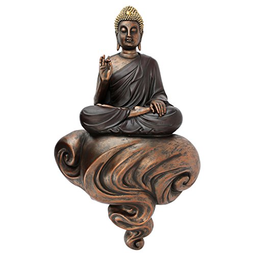 Design Toscano QS28828 Enlightened One Floating on a Cloud Asian Wall Sculpture, 12 inches wide, 22 inches tall, Handcast Polyresin, Bronzed Gold Finish