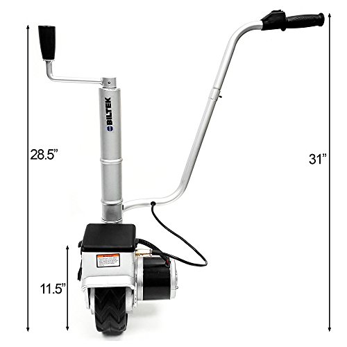 Biltek Trailer Mover 350W 12V Electric Trailer Jack Mini Mover Trailer Jockey Wheel Max Vehicle Load 5000Lbs Utility Trailer Jack Easy to Maneuver Trailer Camper Boat (12V/350W) + Battery Included