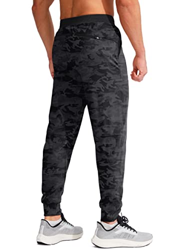 Viodia Men's Joggers With Zipper Pockets Athletic Running Track Sweatpants For Men Workout Traning Gym Pants Grey Camo #TOP24