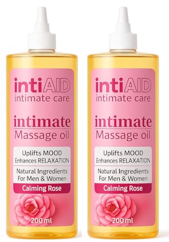 Image of Couple Massage oil with Sensual Bliss of Lavender & Chamomile. Ideal for Couples Date Nights, Mutual Pleasure & Soothing Massage Experience. Non-Sticky Texture - 200ml. (Pack of 2) (Rose Intimate Pack of 2)