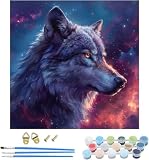 Pintar por Numeros Adultos Lobo, Cuadros para Pintar por Numeros Animal, DIY Manualidades Adultos, Paint by Numbers Adult con Pinceles y Pigmento Acrílico, para Decoración Hogar Regalo 40x40cm 2-9332