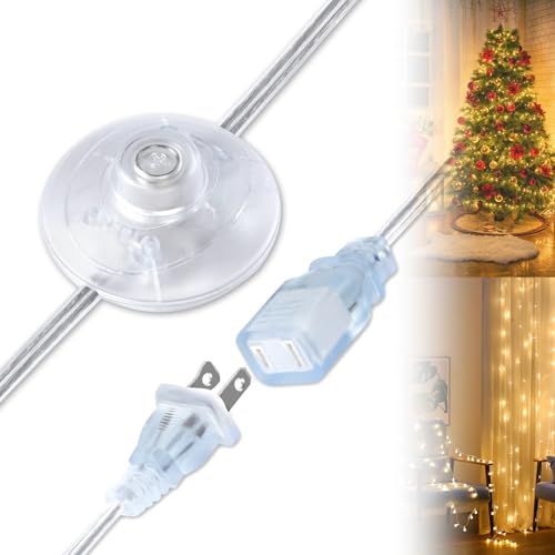 Kofuyni On/Off Foot Pedal Switch Extension Cord 6FT with UL-Certified Single Outlet Plug 2 Prong Polarized 3A 125V 18AWG Clear Foot Switch Extension Cord for Floor Lamp Table Lamp Decor