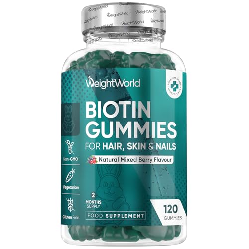 Biotin Gummies - 120 Chewable Gummies - B7 Vitamin with 8 Key Vitamins & 4 Nutrients - Biotin 5000mcg Supplements - Natural Mixed Berry Flavour - Non-GMO, Gluten-Free & Vegetarian-Friendly