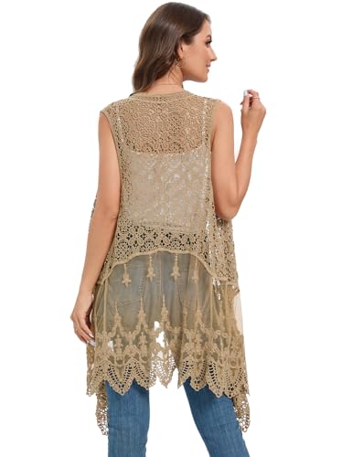 Sheer Cardigan Crochet Sleeveless Cover Up Mesh Patchwork Hippie Vest2