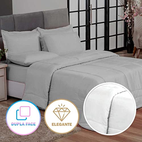 Kit Edredom Casal Queen Jogo de Lençol 06 peças Aconchego Dupla Face Casa Dona