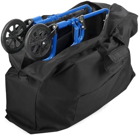 Rollator Travel Bag, 840D Wheelchair Travel Bag, Carry & Travel Bags with Padded Straps for Folding Rollator Walkers, Transport Chairs, Car and Airplane TSA Traveling (37”L X 29”H X 14”W)