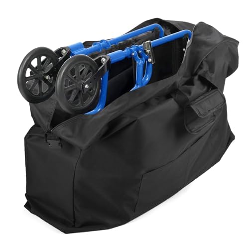 DOCEPERT Rollator Travel Bag, 840D Wheelchair Travel Bag, Carry & Travel Bags with Padded Straps for Folding Rollator Walkers, Transport Chairs, Car and Airplane Tsa Traveling (37”L X 29”H X 14”W)