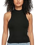 Urban Classics Damen Oberteil Ladies Short Rib Knit Turtleneck Top black