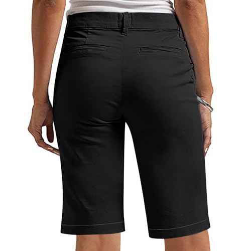 Linen Short for Women Casual 2025 Summer, Woman Knee Length Shorts Pants Womens Solid Color Comfy Trouser Outfits4