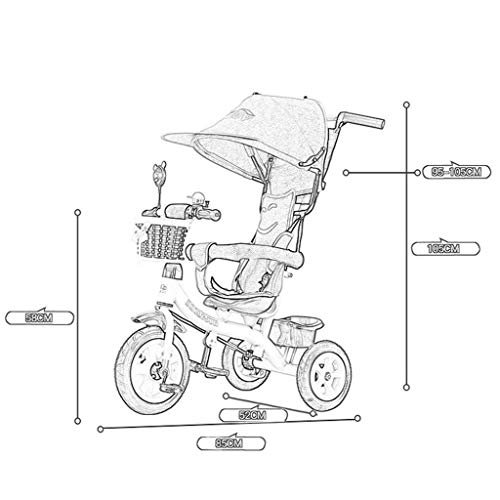 Waljx Tricycle Child Stroller Baby Bike Multifunction With Awning Security Fence Increase Storage Basket Children's Birthday Gifts (Color : Red) (Color : Blue) #TOP3