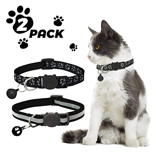 BANMODER 2 Pack Reflective Cat Collar Breakaway with Bell,Personalized Kitten Collars,Adjustable Safety Buckle Collar… - Image 7