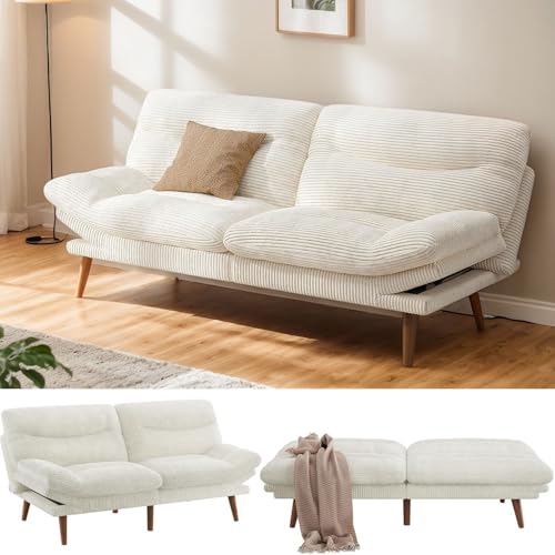 PERLECARE Futon Sofa Bed, 73″ Corduroy Futon Couch