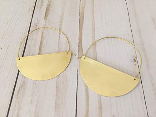 Brass Half Moon Hoop Earrings #TOP5