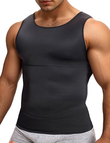 NonEcho Mens Athletic Compression Shirt Slimming Body Shaper Vest Abs Abdomen Undershirts Seamless Slimmer Shapewear