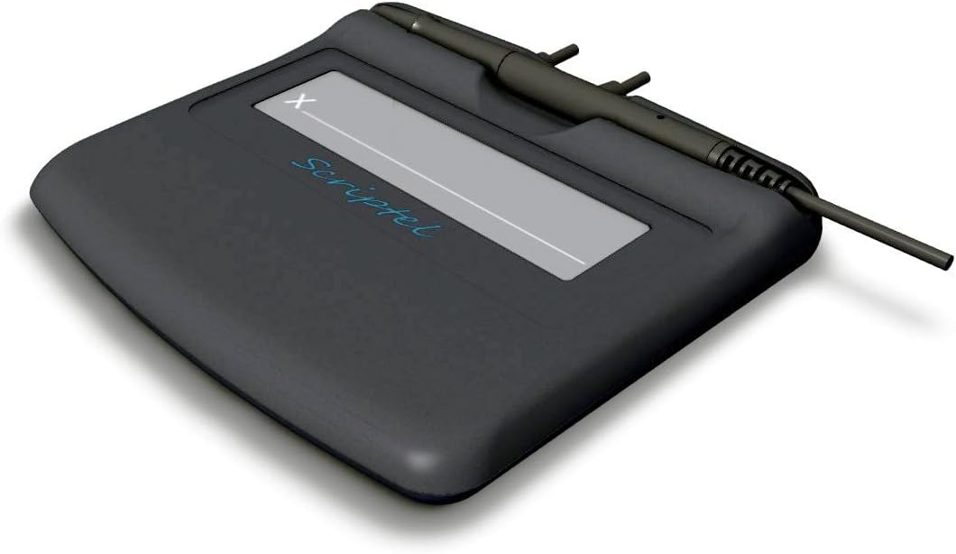 ST1475-6FT 1x5 Proscript Signature Capture Pad - Black, Compact, Windows, Linux - Active Battery-Less Tethered Pen - Writing, Teaching