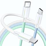 USB C Cable, 3 Pack 6FT 60W USB C to USB C Charger Cable 48 Strand Braided Colorful Type C Fast Charging Cable Cord Compatible with iPhone16/15/Pro/Max/Plus/MacBook/iPad Pro/Air/Samsung/Android/Laptop