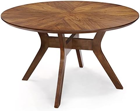 Savonnerie Round Dining Table for 6, Solid Wood, 52-Inch in Diameter