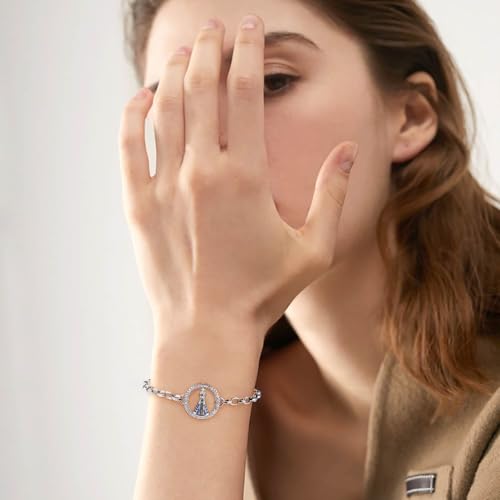 LOMISS PULSEIRAS FEMININAS PULSEIRA FOLHADA A OURO 18K NOSSA SENHORA ZIRCÔNIA CRAVEJADA (Prata)
