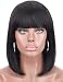 Beauart 12" 100% Remy Human Hair Short Bob Wigs for Women Straight Hair Black Bob Wigs with Hair Bangs,Trendy and Natural Looking Everyday Wear Wigs