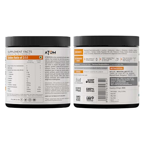 AS-IT-IS ATOM BCAA 250g with L-Arginine, L-Carnitine, L-Citrulline for Energy Burst & Athletic Performance, Classic Rose